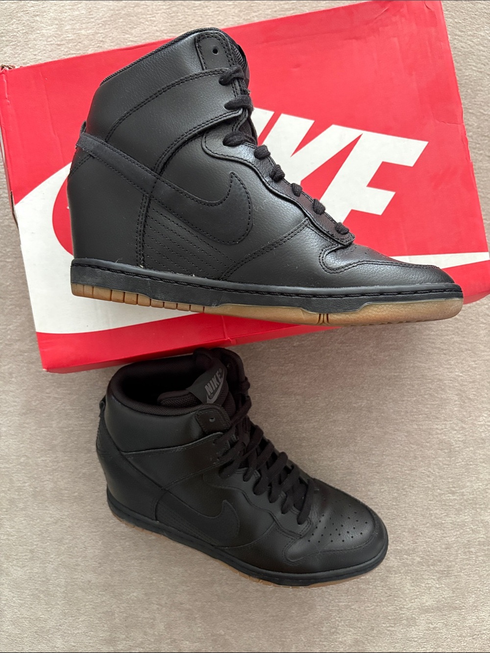 Nike Black High-Top Wedge Sneakers with Gum Outsole